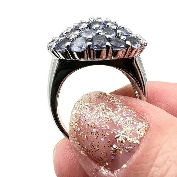 Chapel Zenray NF Womens Ring Sterling Silver Purple Tanzanite Cluster Size 9